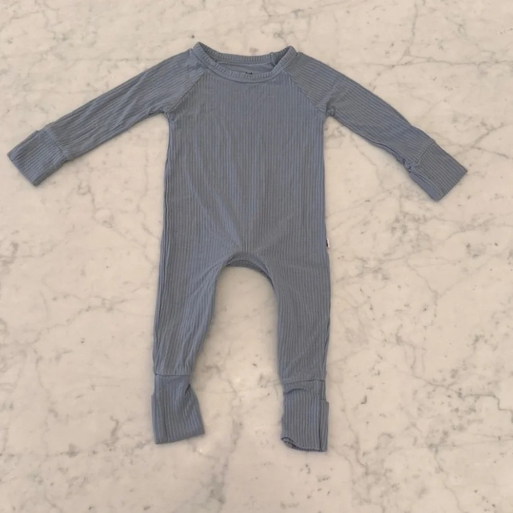 Little Sleepies Light Fog Ribbed Zippy Pajamas 0-3M Bamboo Romper